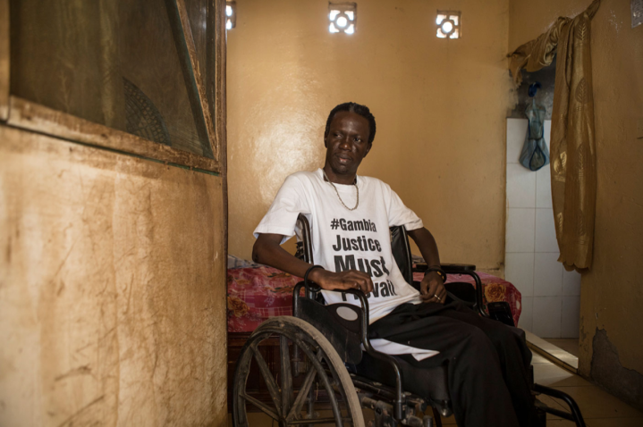 In April 2000, Yusupha was shot in the back by Yahya Jammeh regime forces while attending a protest. He was left paralyzed. Image © Jason Florio